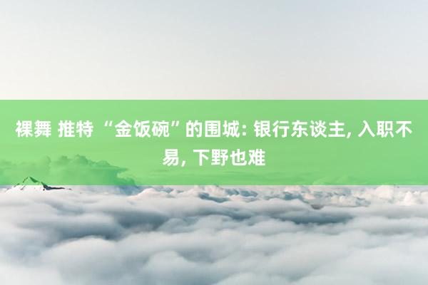 裸舞 推特 “金饭碗”的围城: 银行东谈主， 入职不易， 下野也难