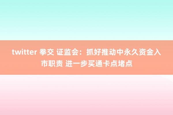 twitter 拳交 证监会：抓好推动中永久资金入市职责 进一步买通卡点堵点