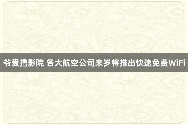 爷爱撸影院 各大航空公司来岁将推出快速免费WiFi