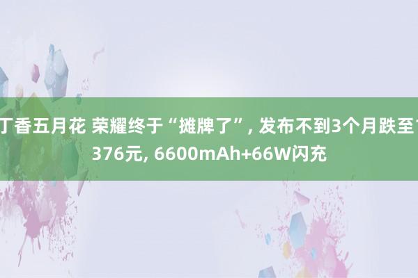 丁香五月花 荣耀终于“摊牌了”， 发布不到3个月跌至1376元， 6600mAh+66W闪充