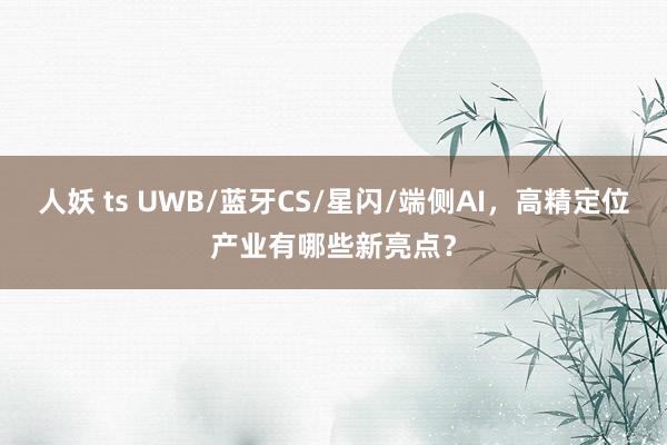 人妖 ts UWB/蓝牙CS/星闪/端侧AI，高精定位产业有哪些新亮点？