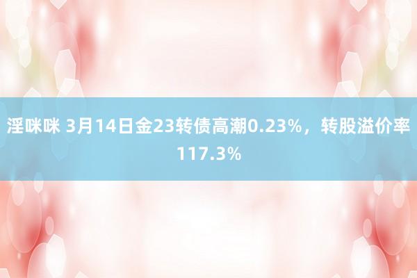 淫咪咪 3月14日金23转债高潮0.23%，转股溢价率117.3%