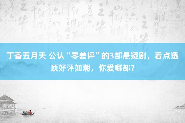 丁香五月天 公认“零差评”的3部悬疑剧，看点透顶好评如潮，你爱哪部？