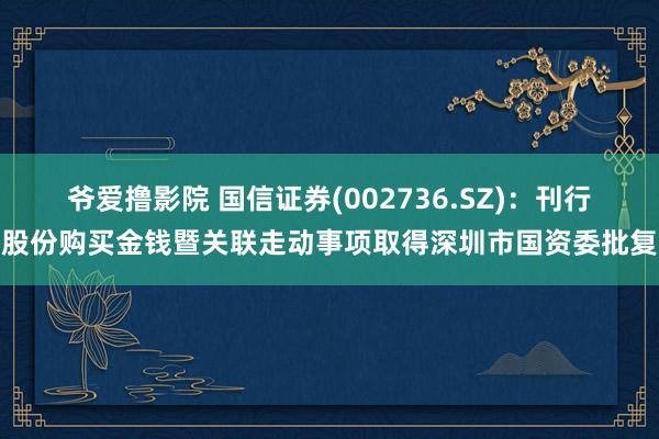 爷爱撸影院 国信证券(002736.SZ)：刊行股份购买金钱暨关联走动事项取得深圳市国资委批复