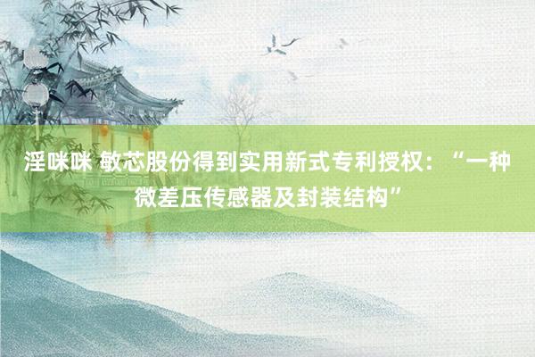 淫咪咪 敏芯股份得到实用新式专利授权：“一种微差压传感器及封装结构”
