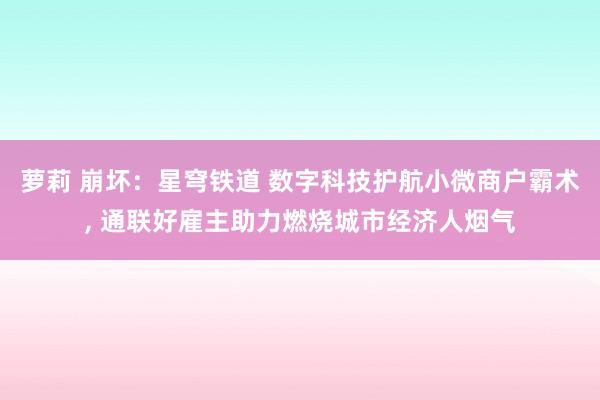 萝莉 崩坏：星穹铁道 数字科技护航小微商户霸术， 通联好雇主助力燃烧城市经济人烟气