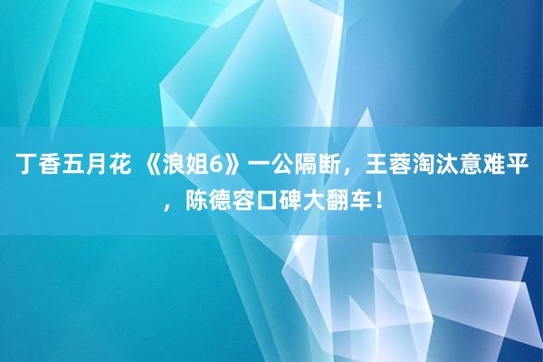 丁香五月花 《浪姐6》一公隔断，王蓉淘汰意难平，陈德容口碑大翻车！