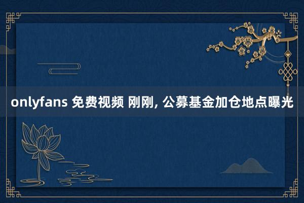 onlyfans 免费视频 刚刚， 公募基金加仓地点曝光