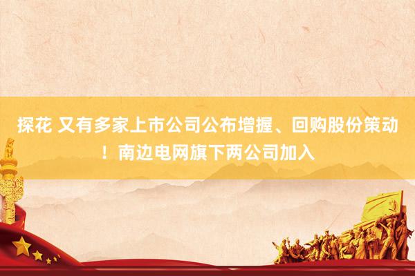探花 又有多家上市公司公布增握、回购股份策动！南边电网旗下两公司加入