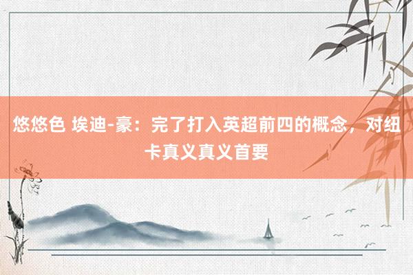 悠悠色 埃迪-豪：完了打入英超前四的概念，对纽卡真义真义首要