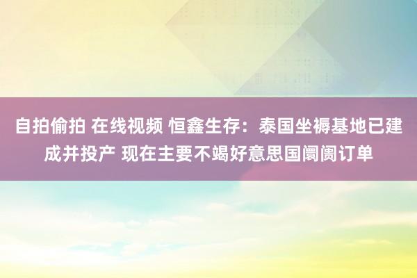 自拍偷拍 在线视频 恒鑫生存：泰国坐褥基地已建成并投产 现在主要不竭好意思国阛阓订单