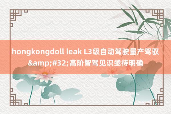 hongkongdoll leak L3级自动驾驶量产驾驭&#32;高阶智驾见识亟待明确