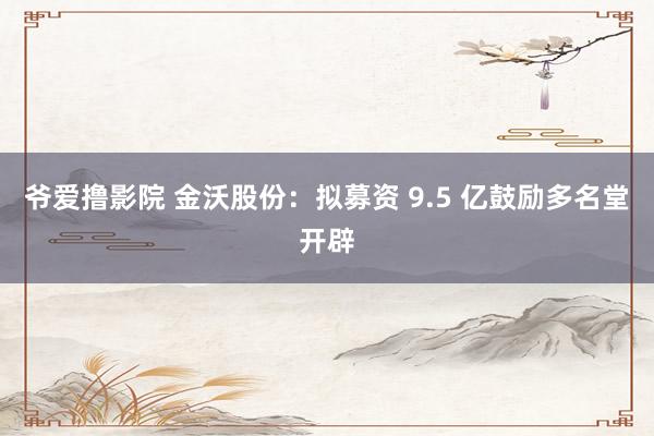 爷爱撸影院 金沃股份：拟募资 9.5 亿鼓励多名堂开辟