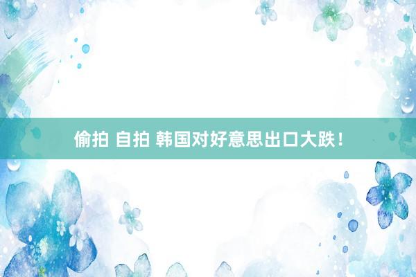 偷拍 自拍 韩国对好意思出口大跌！