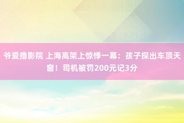 爷爱撸影院 上海高架上惊悸一幕：孩子探出车顶天窗！司机被罚200元记3分